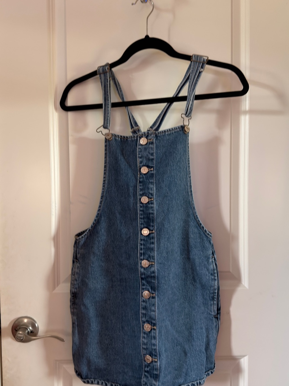 Forever 21 Blue Denim Button-Front Overall Dress